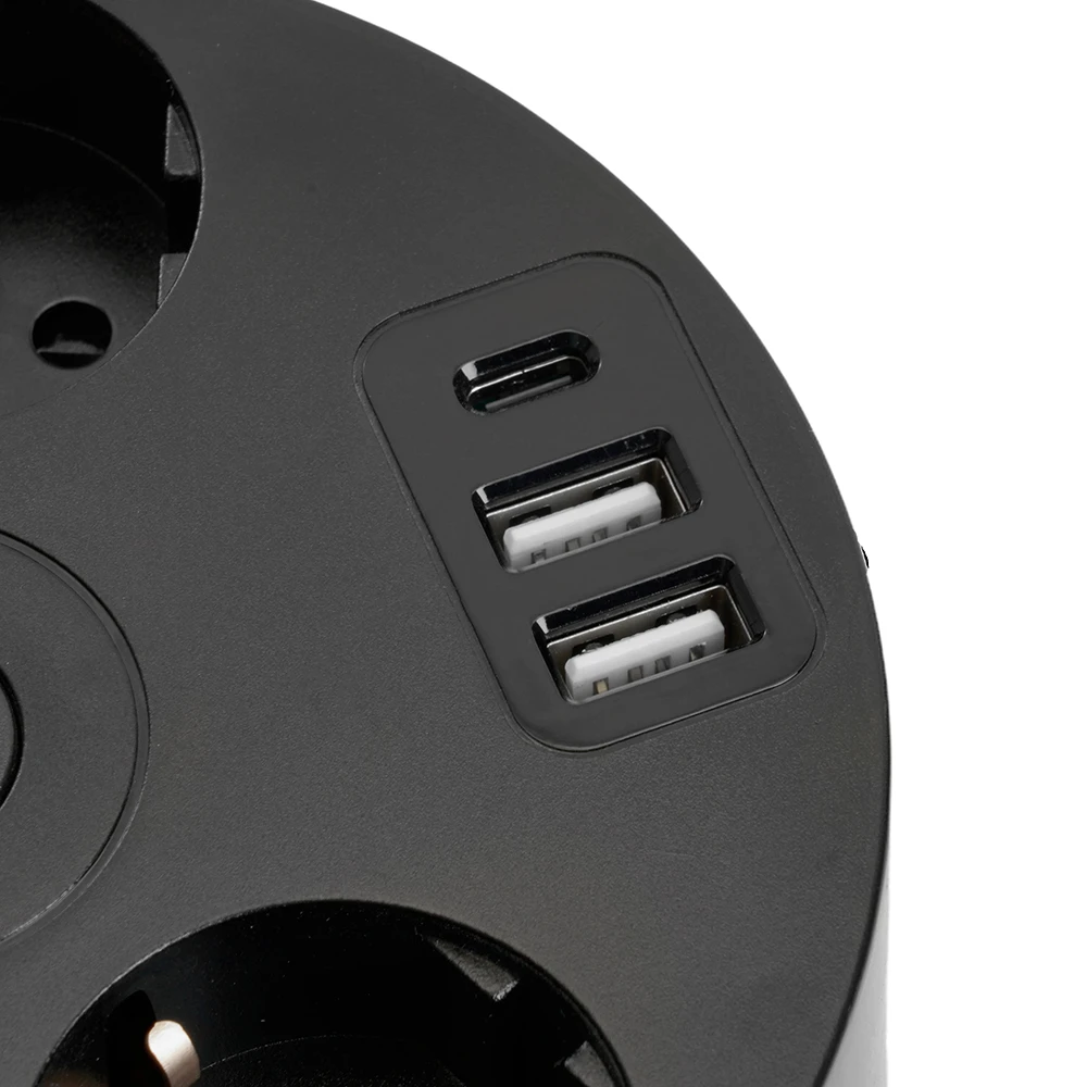 HM10-51-01 Удлинитель 5-местный с/з, 3x1мм2, 2.5м, 250В, 16А, 2USB+С 5V 3,1А, серия Comfort, черный 49656 3