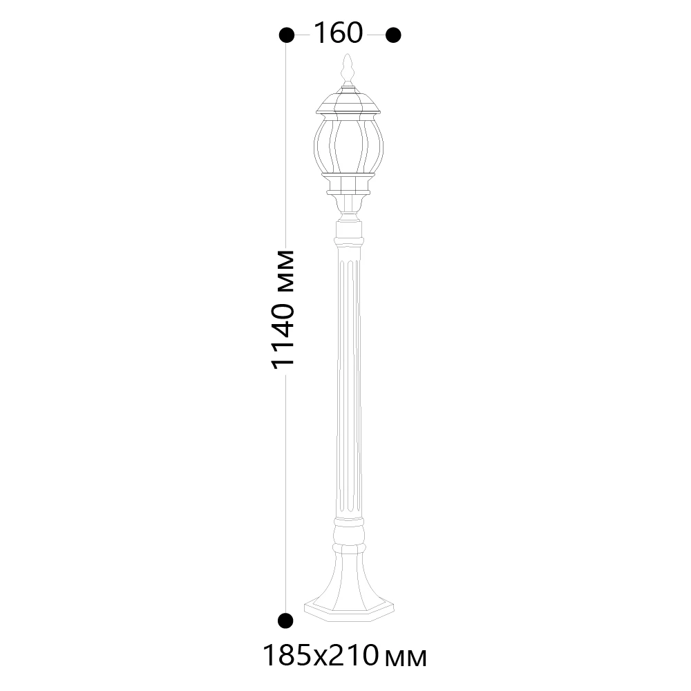 Светильник садово-парковый Feron 8110/PL8110 столб 100W E27 230V, белый 11105 1