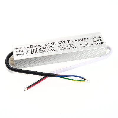 Трансформатор электронный для светодиодной ленты 60W 12V IP67 (драйвер), LB007 FERON 48056