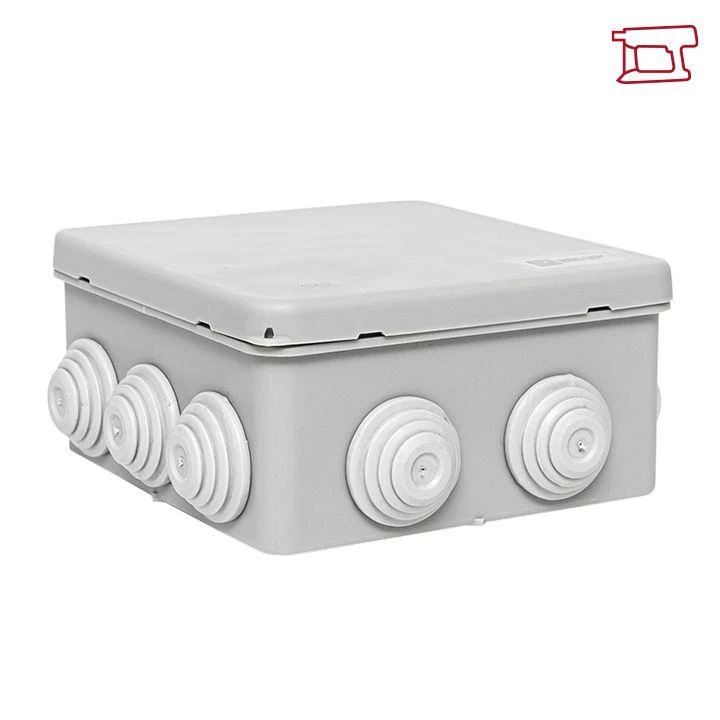 Коробка распределительная КМР-030-014 100х100х50 IP55 с крышкой для прямого монтажа 10 мембранных вводов сер. розн. стикер EKF plc-kmr-030-014-r 4