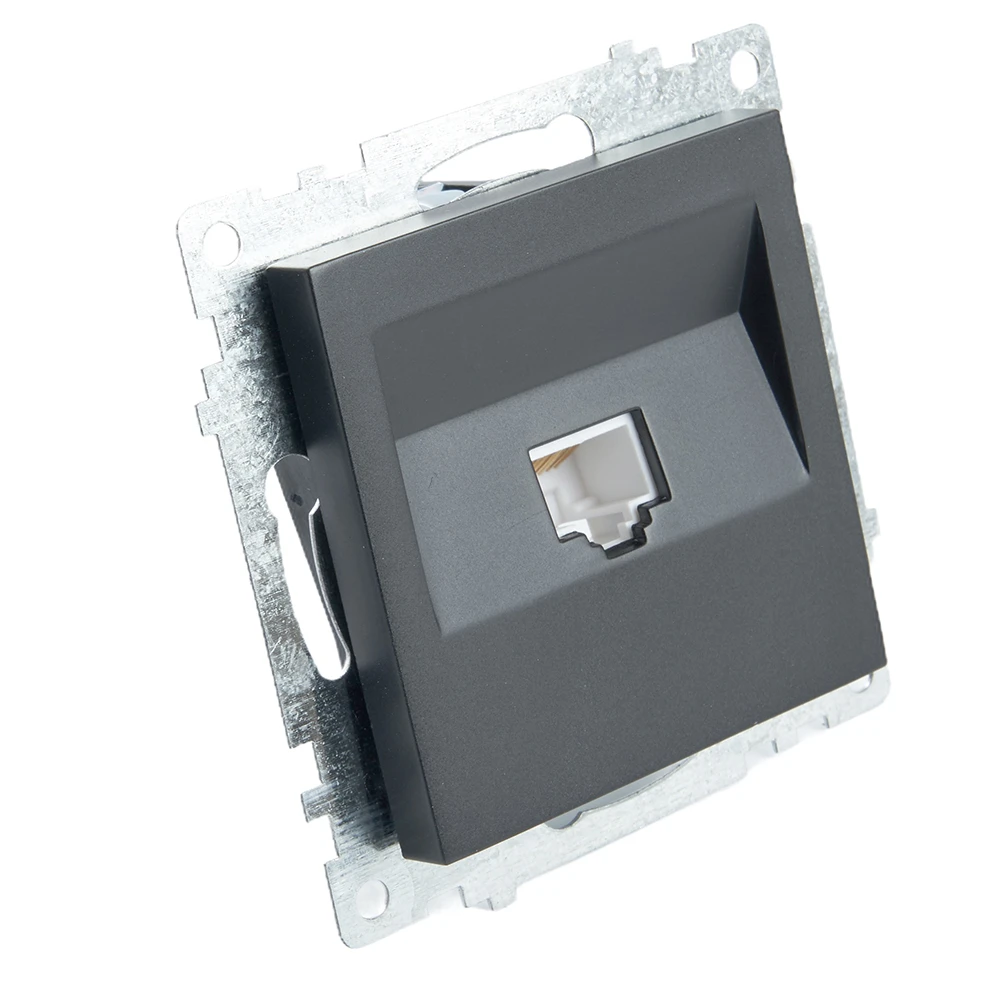 Розетка компьютерная 1-местная RJ-45 (механизм), STEKKER GLS00-7107-05, серия Катрин, черный 39613 4