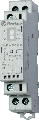 Контактор модульный 2NO 25А AgSnO2 230В AC/DC 17.5мм IP20 опции: мех. индикатор + LED FINDER 223202304320