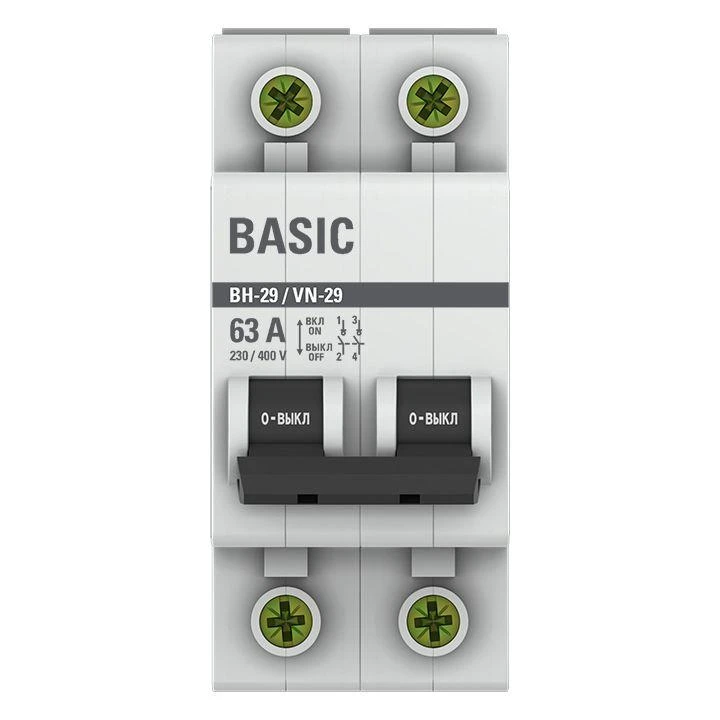 Выключатель нагрузки 2п 63А ВН-29 Basic EKF SL29-2-63-bas 1