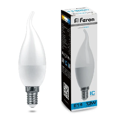 Лампа светодиодная Feron LB-970 Свеча на ветру E14 13W 175-265V 6400K 38114