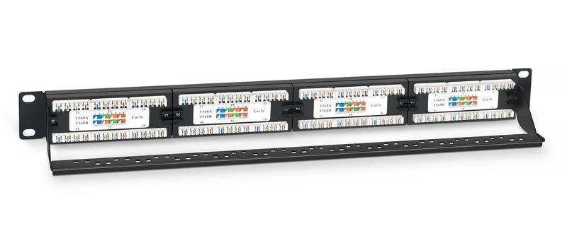 Патч-панель 19дюйм 1U 24 порта RJ45 кат.5E Dual IDC PL-24-Cat.5e-Dual IDC с задн. кабельн. организатором Cabeus 7000c 2