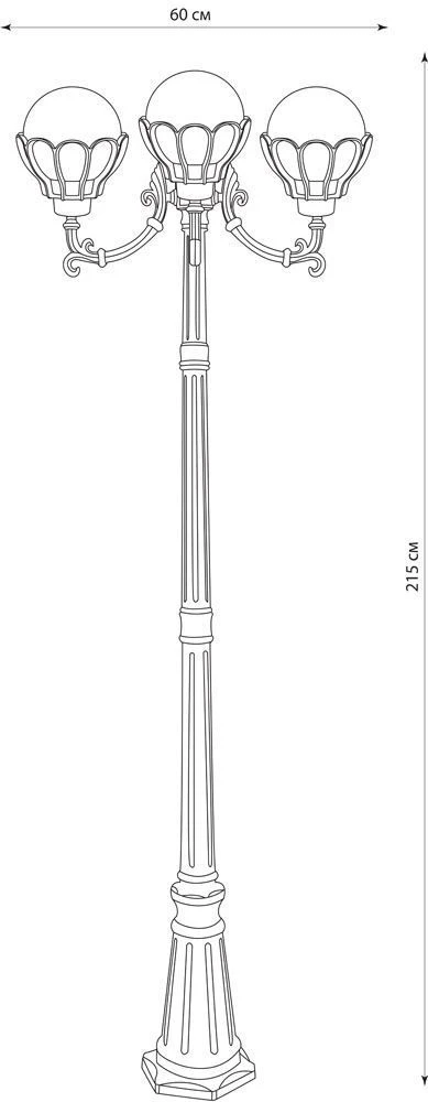 Светильник садово-парковый Feron PL5049 столб 3*60W E27 230V, черное золото 11552 2