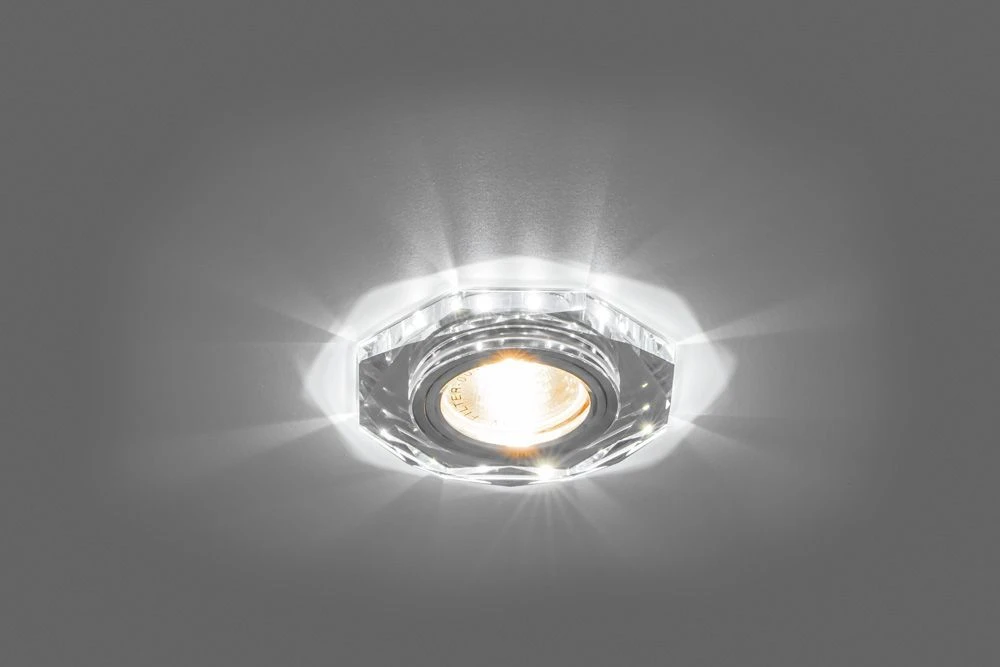 Светильник встраиваемый с белой LED подсветкой Feron 8020-2 потолочный MR16 G5.3 серебристый 28488 1