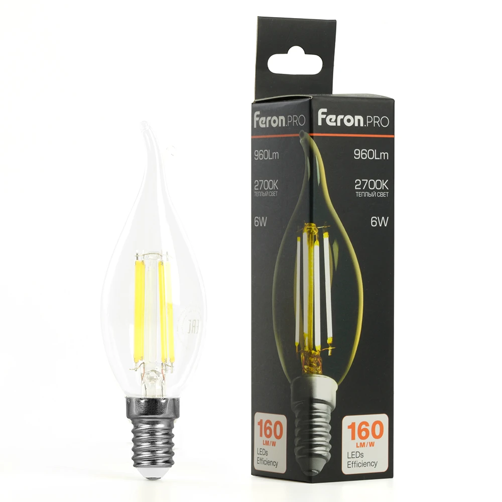 Лампа светодиодная Feron.PRO LB-1216 Свеча на ветру E14 960LM 6W 175-265V 2700K 51262 7