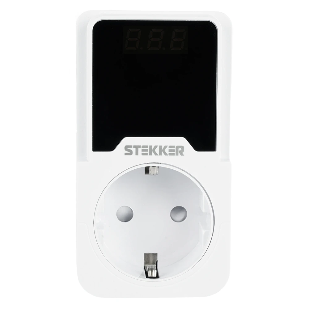 Реле напряжения для розетки регулируемое STEKKER VPR-200W, 230В,16A,белый 50689 6