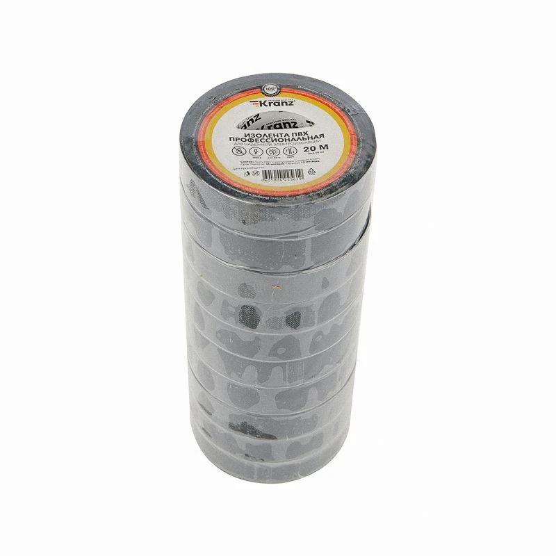 Изолента ПВХ профессиональная 0.18х19мм 20м черн. Kranz KR-09-2806 1