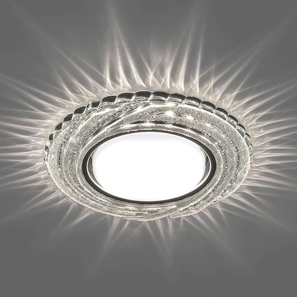 Светильник встраиваемый с белой LED подсветкой Feron CD4037 потолочный GX53 без лампы, прозрачный, хром 40504 1