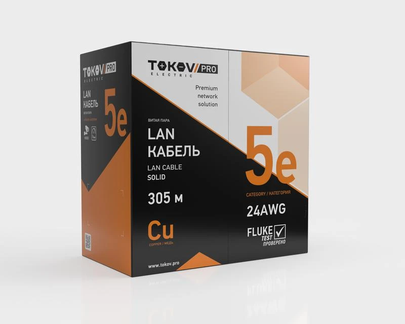 Кабель витая пара F/UTP 4х2х24AWG(0.51мм) кат.5E нг(А)-HF (LSZH) indoor Fluke tested 305м (м) PRO TOKOV ELECTRIC TKP-C06-F42-5E-305-LSZH 1