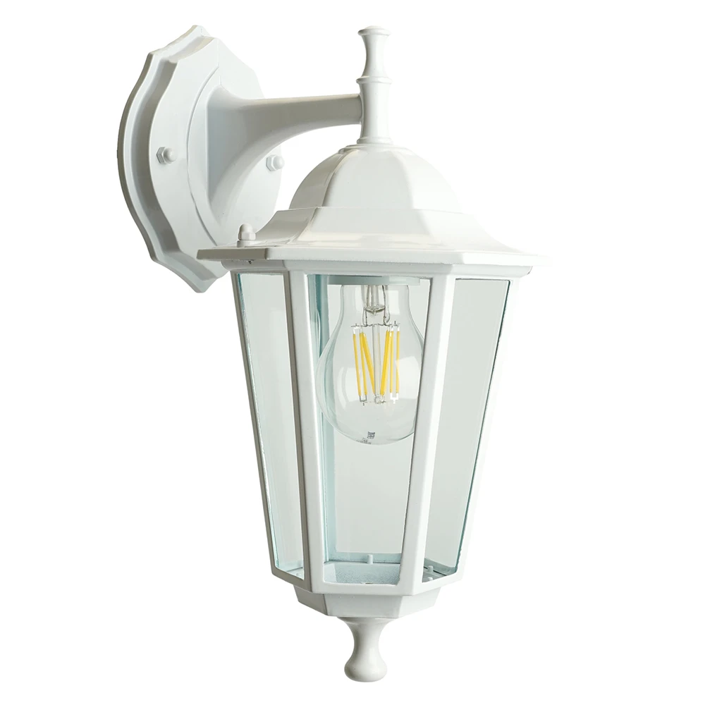 Светильник садово-парковый Feron 6102/PL6102 шестигранный на стену вниз 60W E27 230V, белый 11053 4
