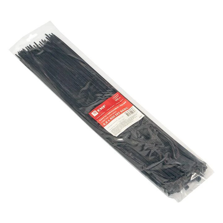 Хомут кабельный 4.8х450 нейл. черн. (уп.100шт) EKF plc-cb-4.8x450 2