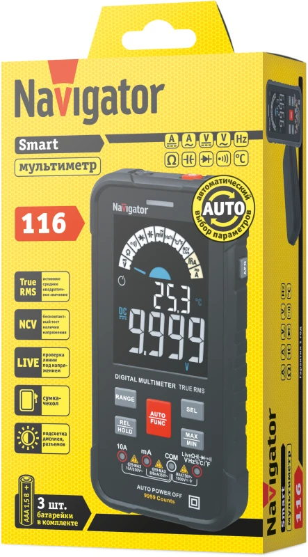Мультиметр 95 771 NMT-Mm-116 True RMS Smart цветной дисплей Navigator 95771 3