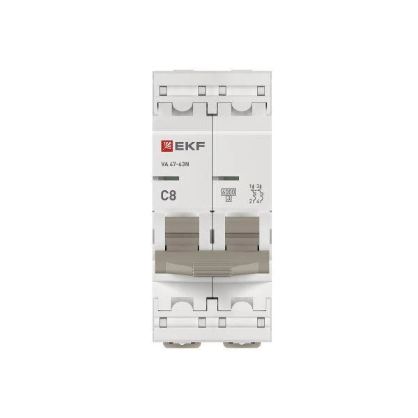 Выключатель автоматический модульный 2п C 8А 6кА ВА 47-63N PROxima EKF M636208C 3