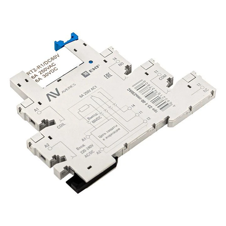 Реле промежуточное РП slim 23/1 6А 230В AC с розеткой в сборе EKF rps-23-1-60-rms230AC 7