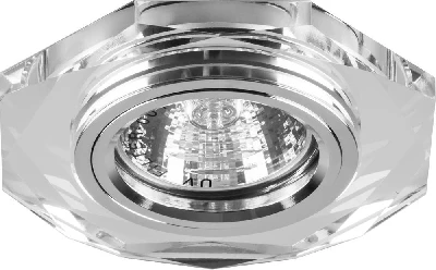 Светильник встраиваемый с белой LED подсветкой Feron 8020-2 потолочный MR16 G5.3 серебристый 28488