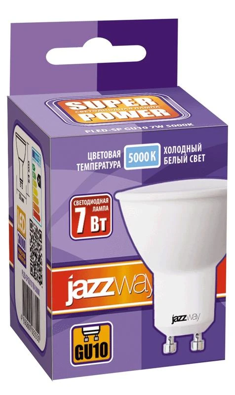 Лампа светодиодная PLED-SP 7Вт PAR16 5000К холод. бел. GU10 520лм 230В JazzWay 1033574 1