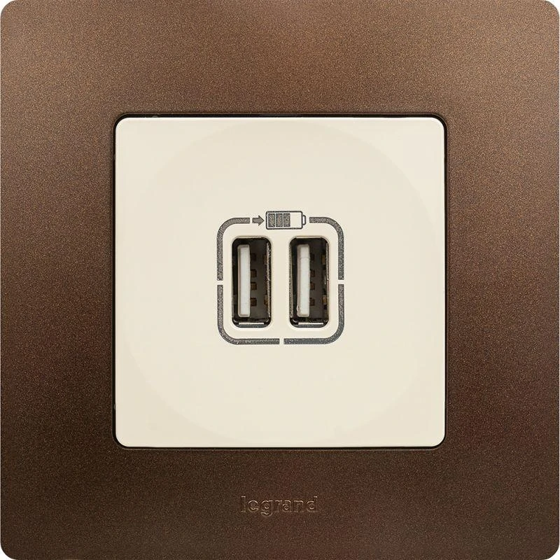 Розетка USB 2-м СП 2мод. Etika 240В/5В 2400мА механизм сл. кость Leg 672394 5