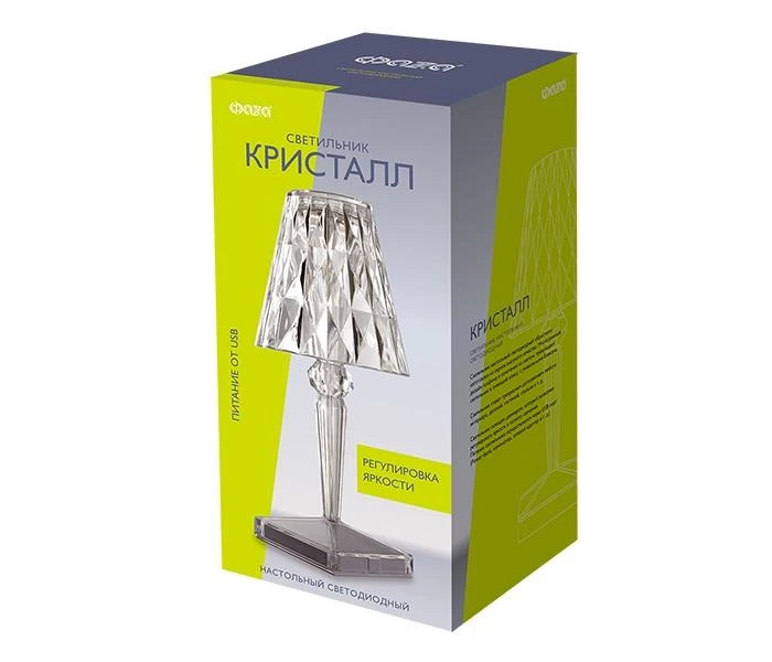 Светильник светодиодный настольный CTL1-USB 3Вт 120лм 5В 2SMD IP20 диммер: 2700-3000К/4000-4500К/6000-6500К ночник прозр. кристалл акрил ФАZА 5040922 3