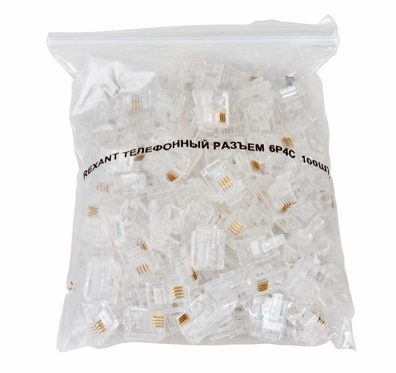 Разъем телефонный RJ-14 6P4C (уп.100шт) Rexant 05-1012 5