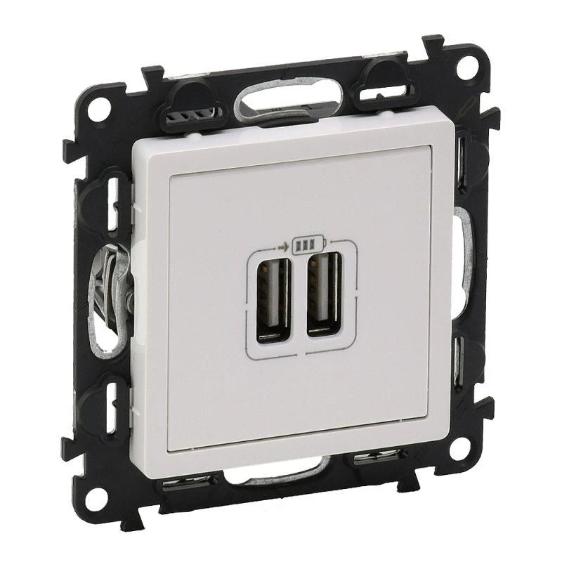 Розетка USB 2-м Valena Life 240В/5В 2400мА с лицев. панелью механизм бел. Leg 753412 1