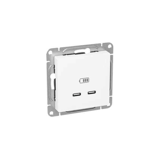 Розетка 2-м СП Эпика USB-C механизм бел. EKF UP1-SOW-2USBC 1