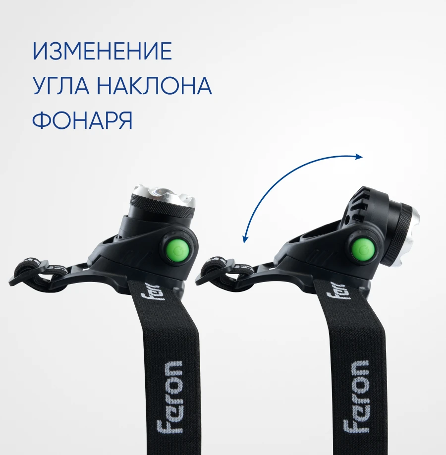 Фонарь налобный FERON TH2305 ZOOM c аккумулятором 5W, 2*18650 IP44 пластик/алюминий 41709 2