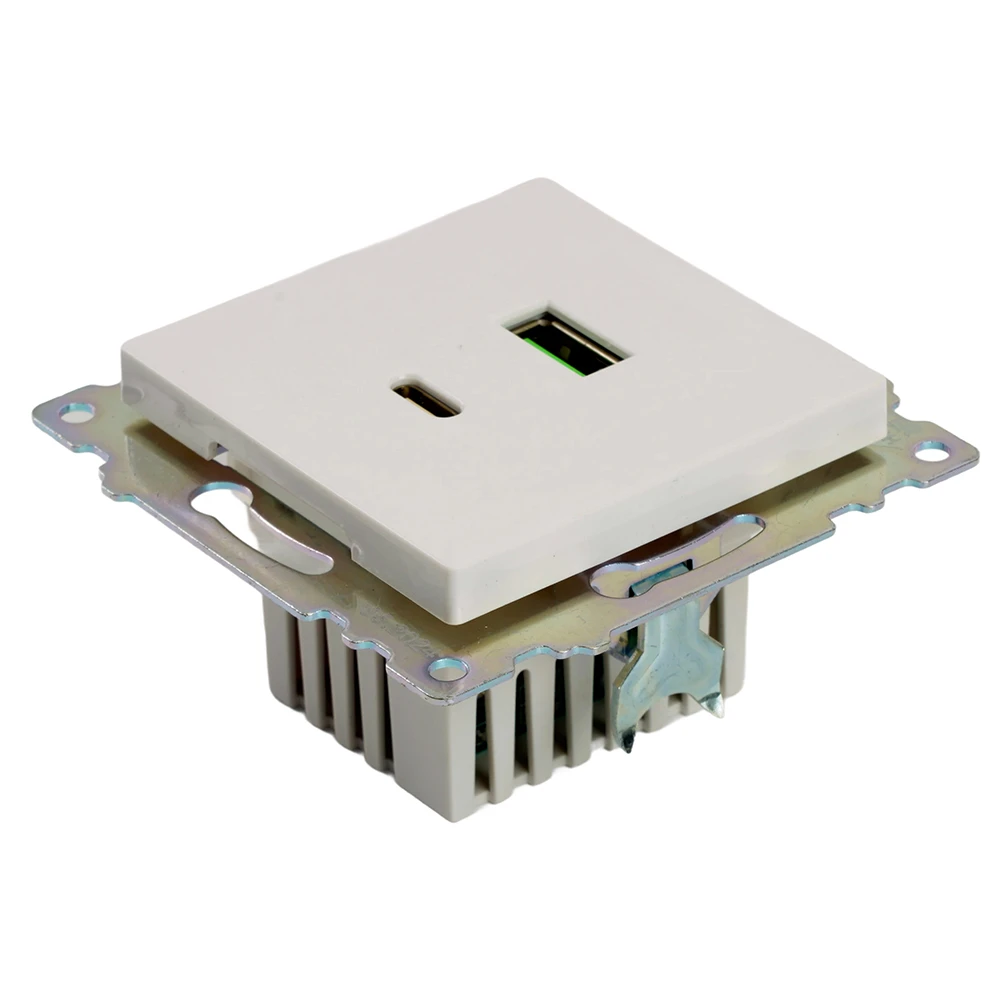 Розетка USB 2-местная + type C (механизм), STEKKER GLS10-7116-01, 250В, 3А, max 20W, серия Катрин, белый 50051 4