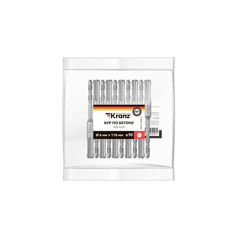 Бур по бетону 6x110мм SDS PLUS (уп.10шт) Kranz KR-91-0006-4 5