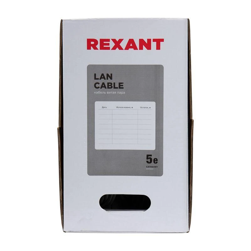 Кабель витая пара F/UTP кат.5e 4х2х24AWG solid PVC INDOOR сер. (м) Rexant 01-0143 5