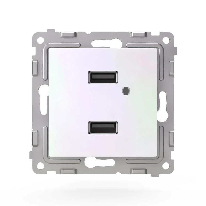 Розетка 2-м USB СП Pixel тип A+A 5В 1х2.1А 2х1.05А механизм перламутр. TOKOV ELECTRIC TKE-PX-2USB-C04 1
