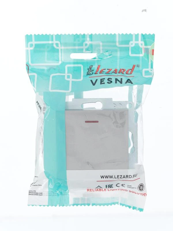 Выключатель 1-кл. СП Vesna с индикацией механизм платина LEZARD 742-3588-111 4