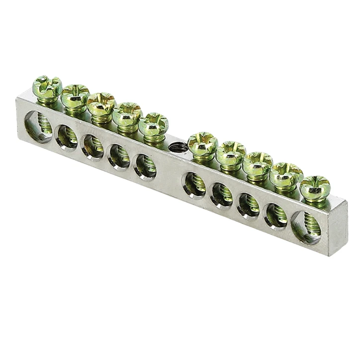 Шина PEN "ноль-земля" 6х9 10 отверст. цинк крепеж по центру PROxima EKF sn1-63-10 1
