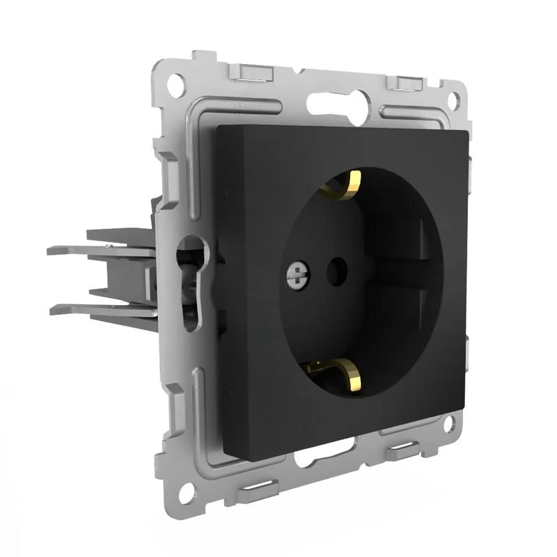 Розетка 1-м СП Pixel 16А IP20 с заземл. защ. шторки механизм карбон TOKOV ELECTRIC TKE-PX-R1ZSF-C14 2