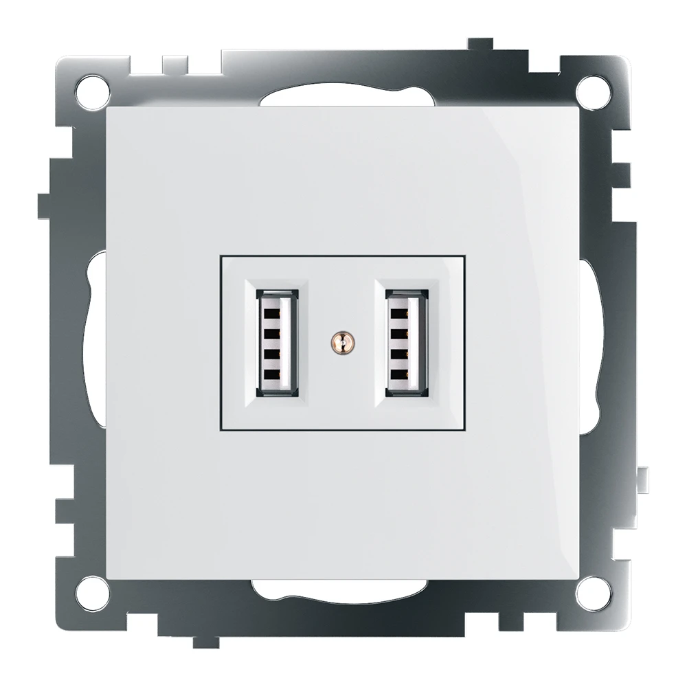 Розетка USB 2-местная (механизм), STEKKER GLS10-7115-01, 250B, 2,1А, серия Катрин, белый 39686 2