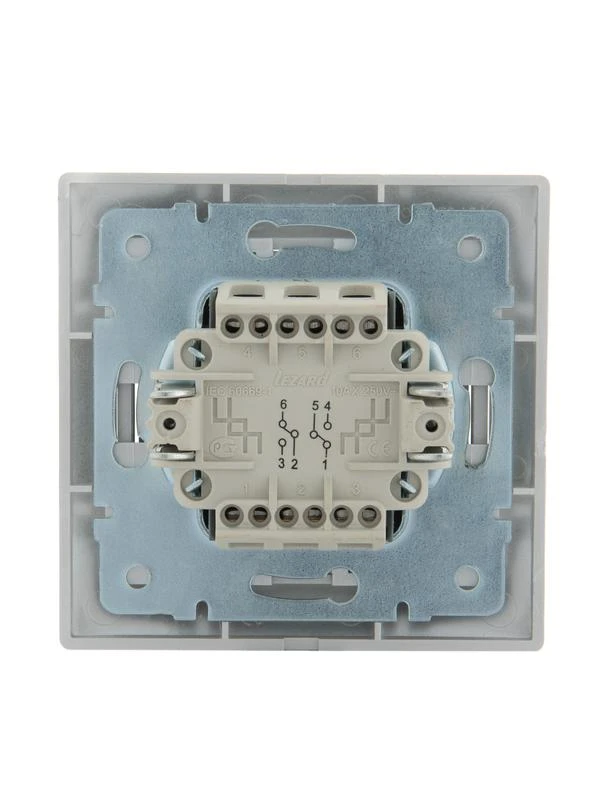 Переключатель проходной 2-кл. СП Mira 10А IP20 со вставкой сер. метал. LEZARD 701-1010-106 3
