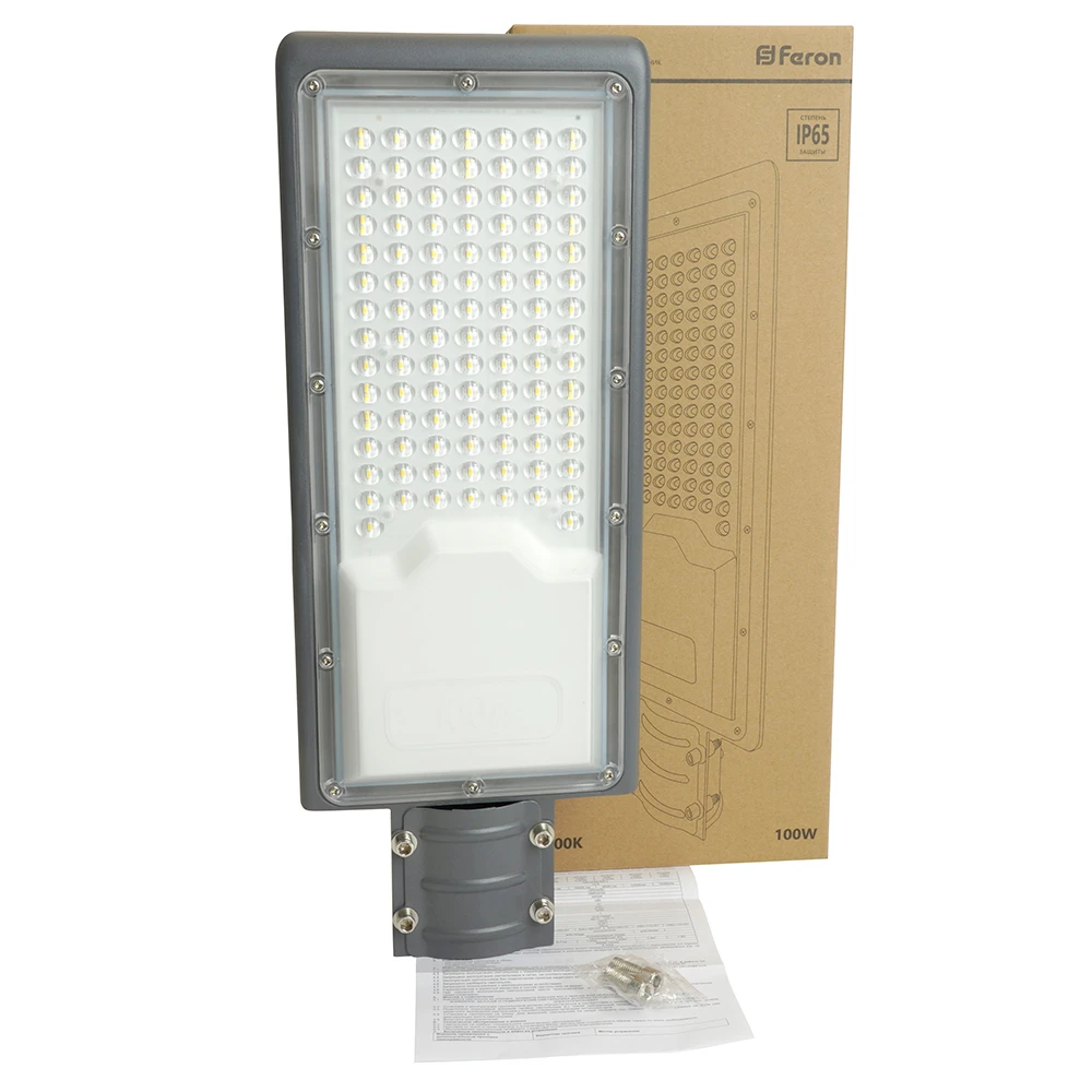 Светодиодный уличный консольный светильник Feron SP3033 100W 6400K 230V, серый 32578 10