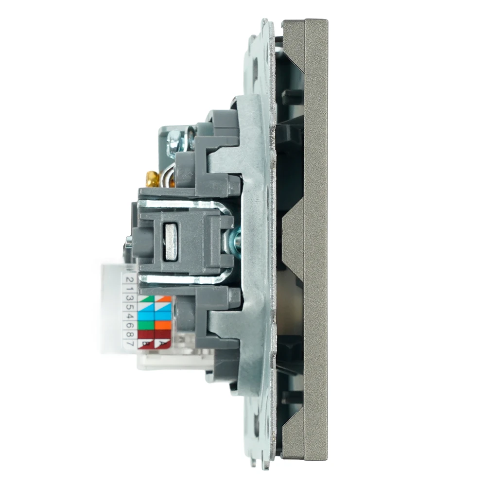 Розетка TV + компьютерная RJ-45 (механизм), STEKKER, серия Эмили, RST00-5106-09, антрацит, soft touch 49924 2