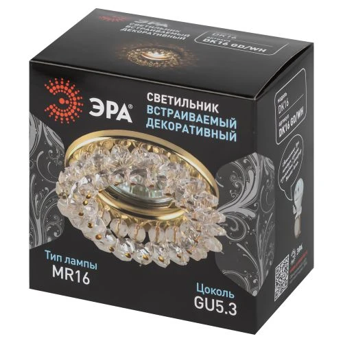 Светильник DK16 GD/WH декор "круглый с мелкими хрусталиками" зол./прозр. ЭРА C0043749 1
