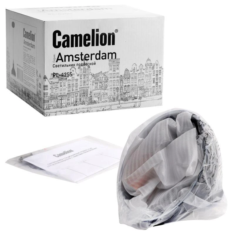 Светильник PL-425S С62 подвес. Amsterdam 1хE27 60Вт 230В черн.+медь Camelion 13023 5