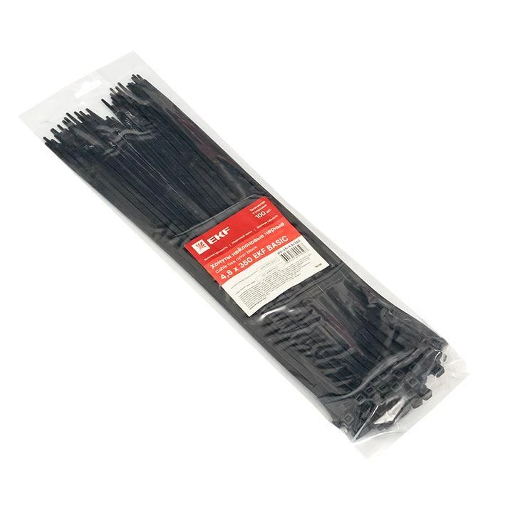 Хомут кабельный 4.8х350 нейл. черн. (уп.100шт) EKF plc-cb-4.8x350 2