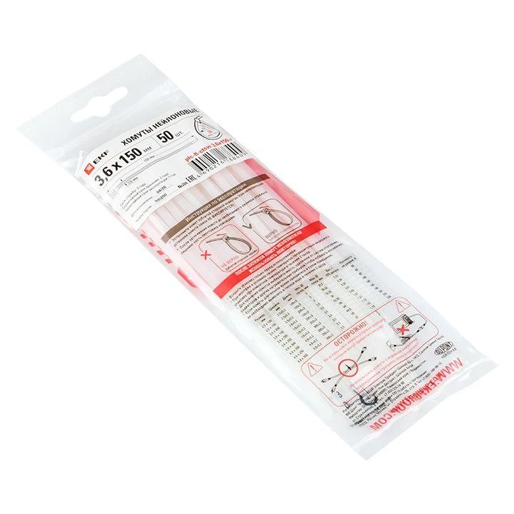 Хомут P6.6 3.6х150 FlexLock стандартный бел. (уп.100шт) PROxima EKF plc-fl-ctsw-3.6x150 1