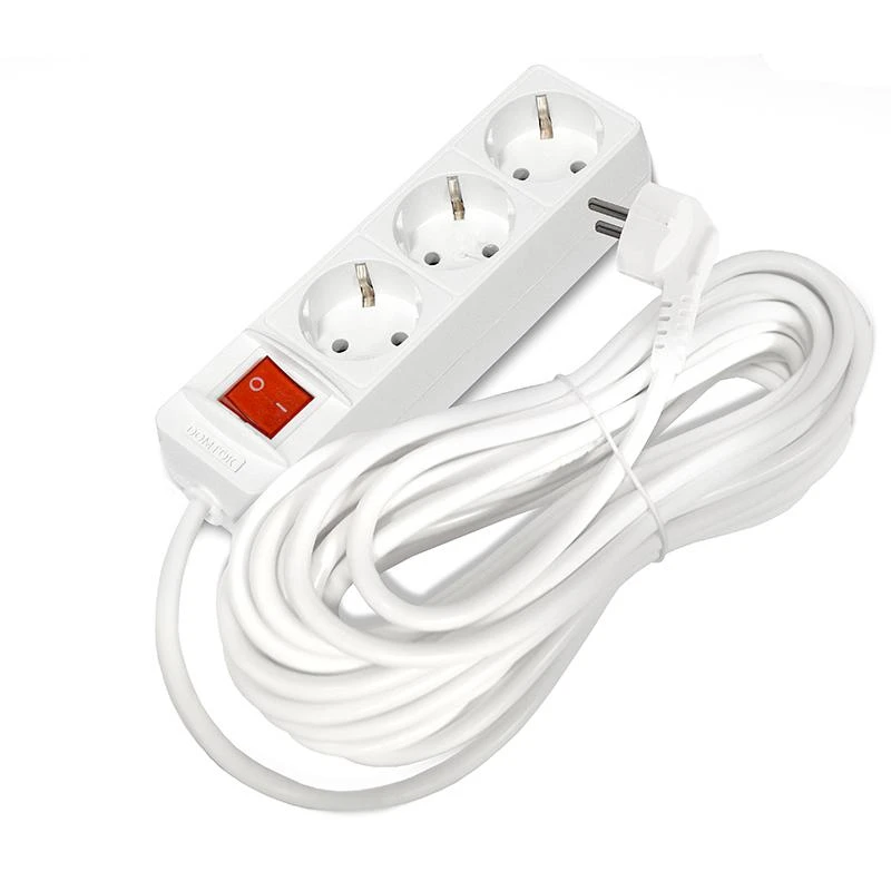 Удлинитель 3х10м с заземл. 16А IP20 3.5кВт ПВС 3х1 с выкл. бел. DOMTOK 2380 2