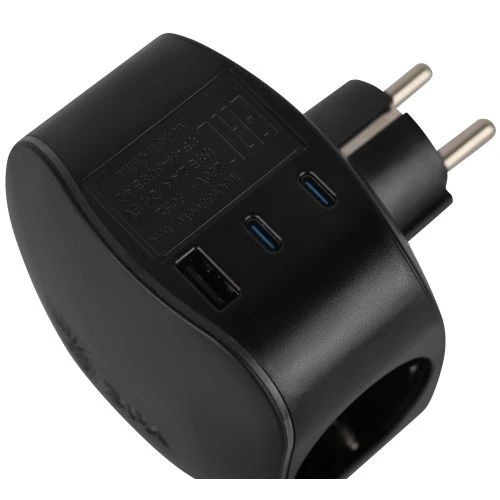 Разветвитель 3-м SP-3e-3USBAC-B + 3 USB A+C с заземл. со шторками 16А черн. Эра Б0069082 7