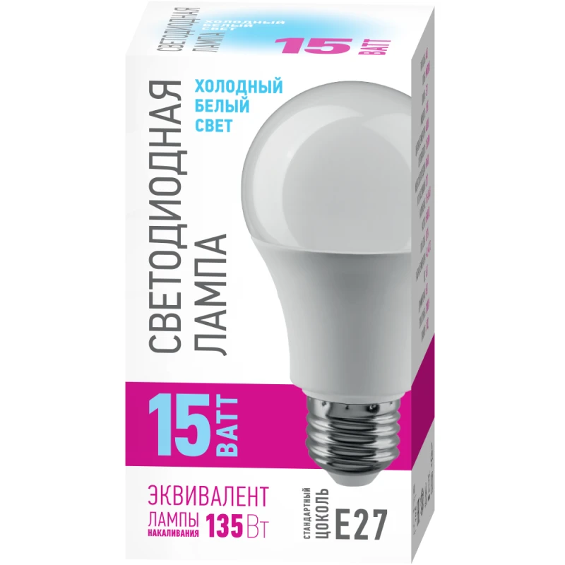 Лампа светодиодная 82 921 OLL-A60-15-230-4K-E27-PROMO 15Вт грушевидная 4000К E27 220-240В ОНЛАЙТ 82921 1