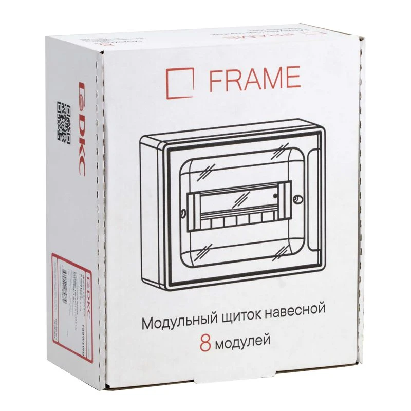 Щиток настенный Фрейм (FRAME) ЩРн-п-8 8 мод. с тонированной дверцей с 2 шинами PEN на 6 и 8 отверст. бел. DKC F08W1WD 4