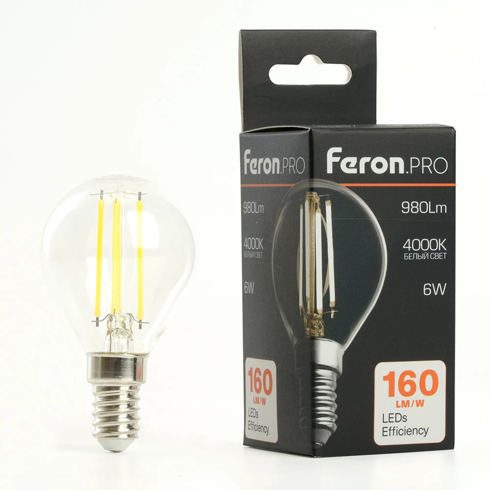 Лампа светодиодная Feron.PRO LB-1706 Шарик E14 980LM 6W 175-265V 4000K 51257 6