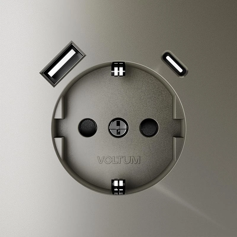Розетка 1-м СП S70 16А с USB A+С с заземл. защ. шторки механизм шелк Voltum VLS040504 2